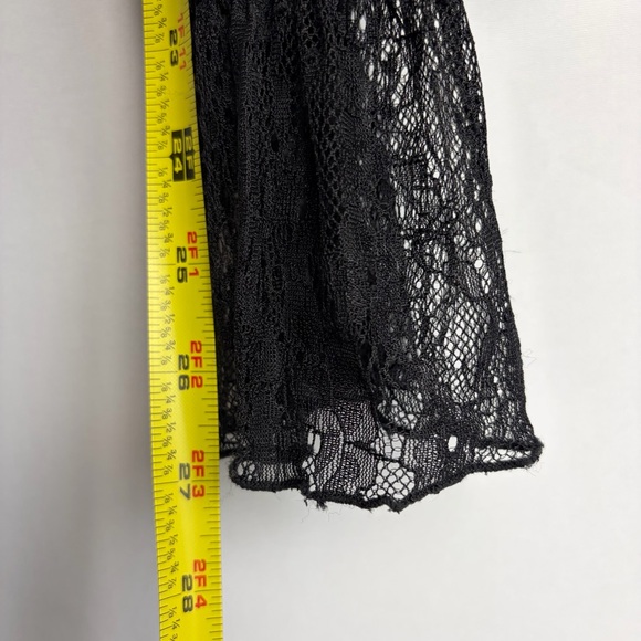 Free People Far Away Too Sz M Lace V Neck Black Boho Hippie Witchy Whimsigoth - Picture 5 of 15
